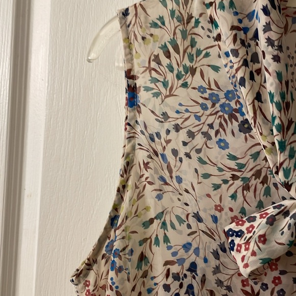 Charlotte Russe sleeveless sheer floral watercolor print bow front blouse size L - Picture 4 of 7